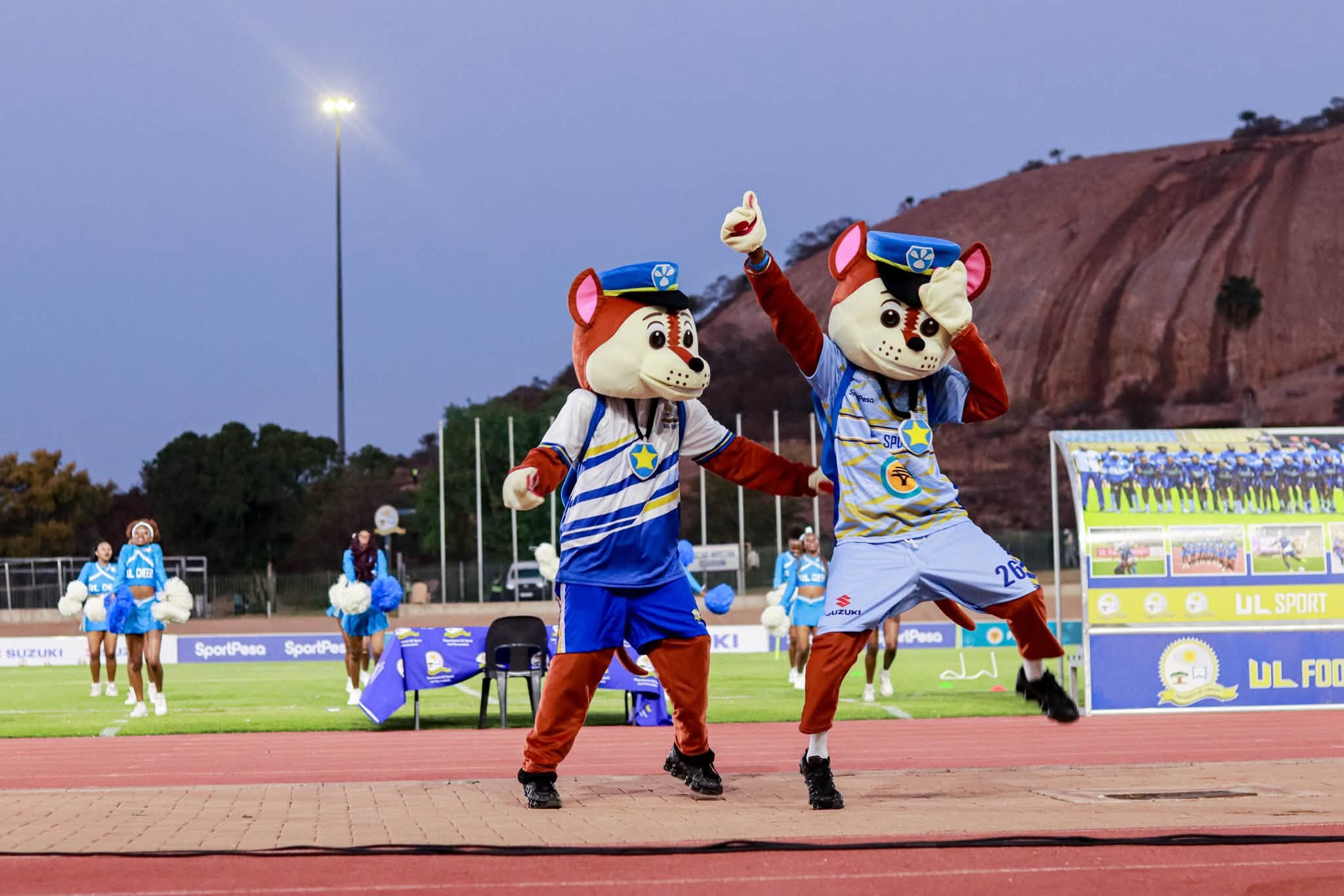 Mascots dancing at the University of Limpopo.