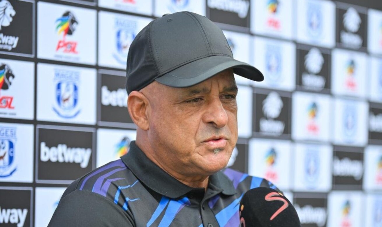 Owen Da Gama speaking to SuperSport TV before a Magesi FC match