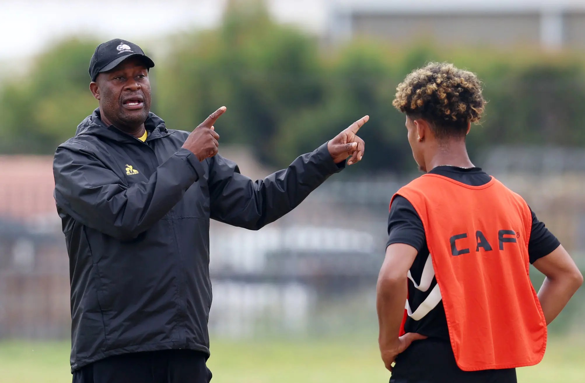 Raymond Mdaka giving instructions during a training session.